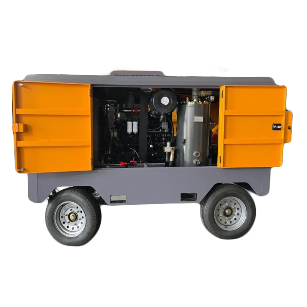 interior de compresor de aire a tornillo portátil a diesel, para tareas pesadas