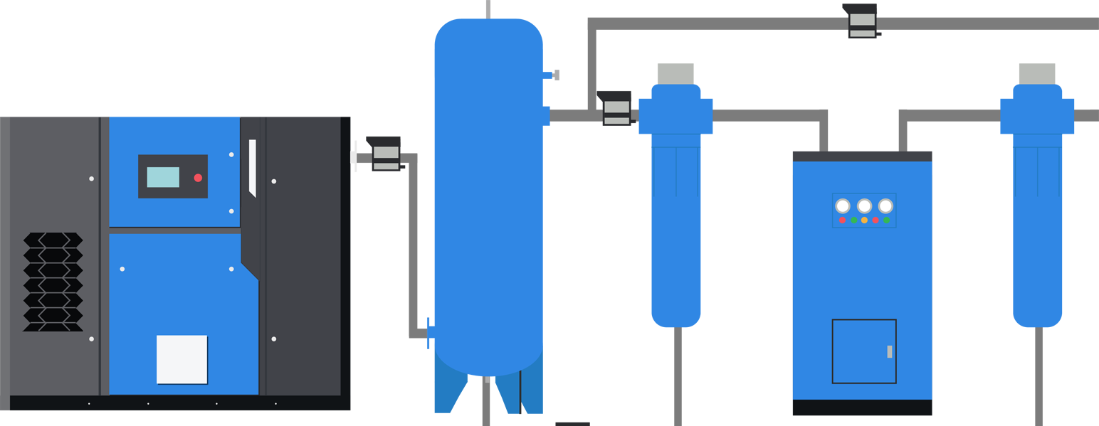 ilustracion sistema aire comprimido industrial